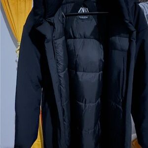 Zara Men's Midnight Black Puffer Coat